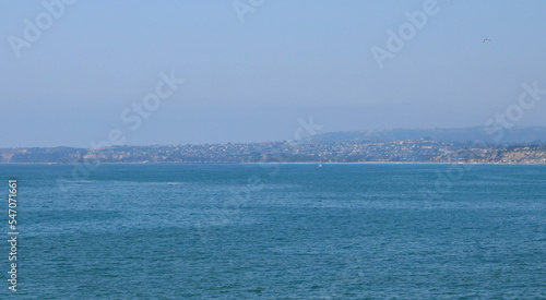 Pacific Ocean with the coast of San Clemente in the distance in Orange County, California, USA