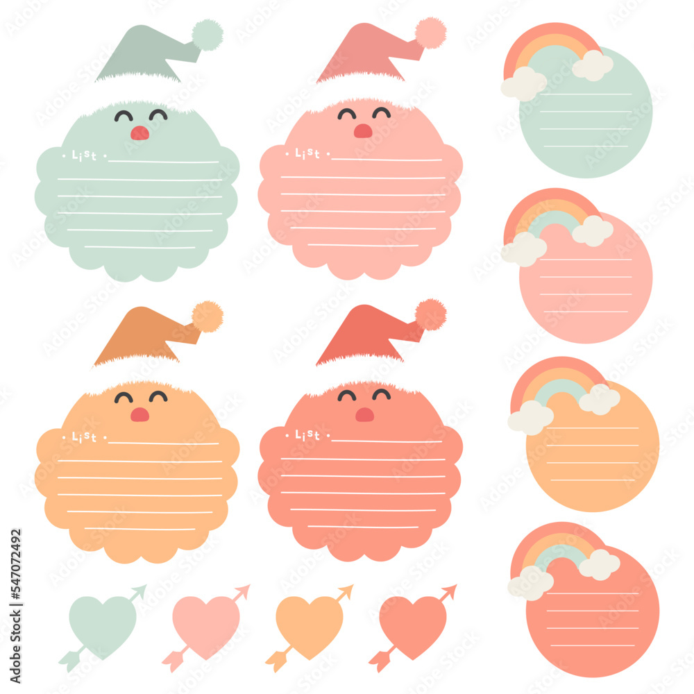 Cute paper notes. Stationary set. Scrapbook notes and cards.Printable planner stickers. To Do List note. Template for your message. Decorative planning element. Vector illustration. Cute paper notes. Stationary set. Scrapbook notes and cards.Printable planner stickers. To Do List note. Template for your message. Decorative planning element. Vector illustration.