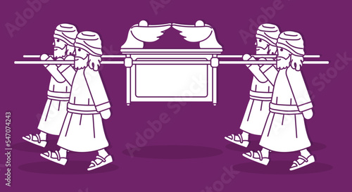 Group of Levi Carrying Ark of the Covenant Cartoon Graphic Vector