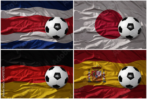 group . realistic football balls with national flags of spain, costa rica, germany, japan, ,soccer teams.