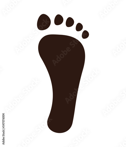 Black imprint of human foot with flat feet