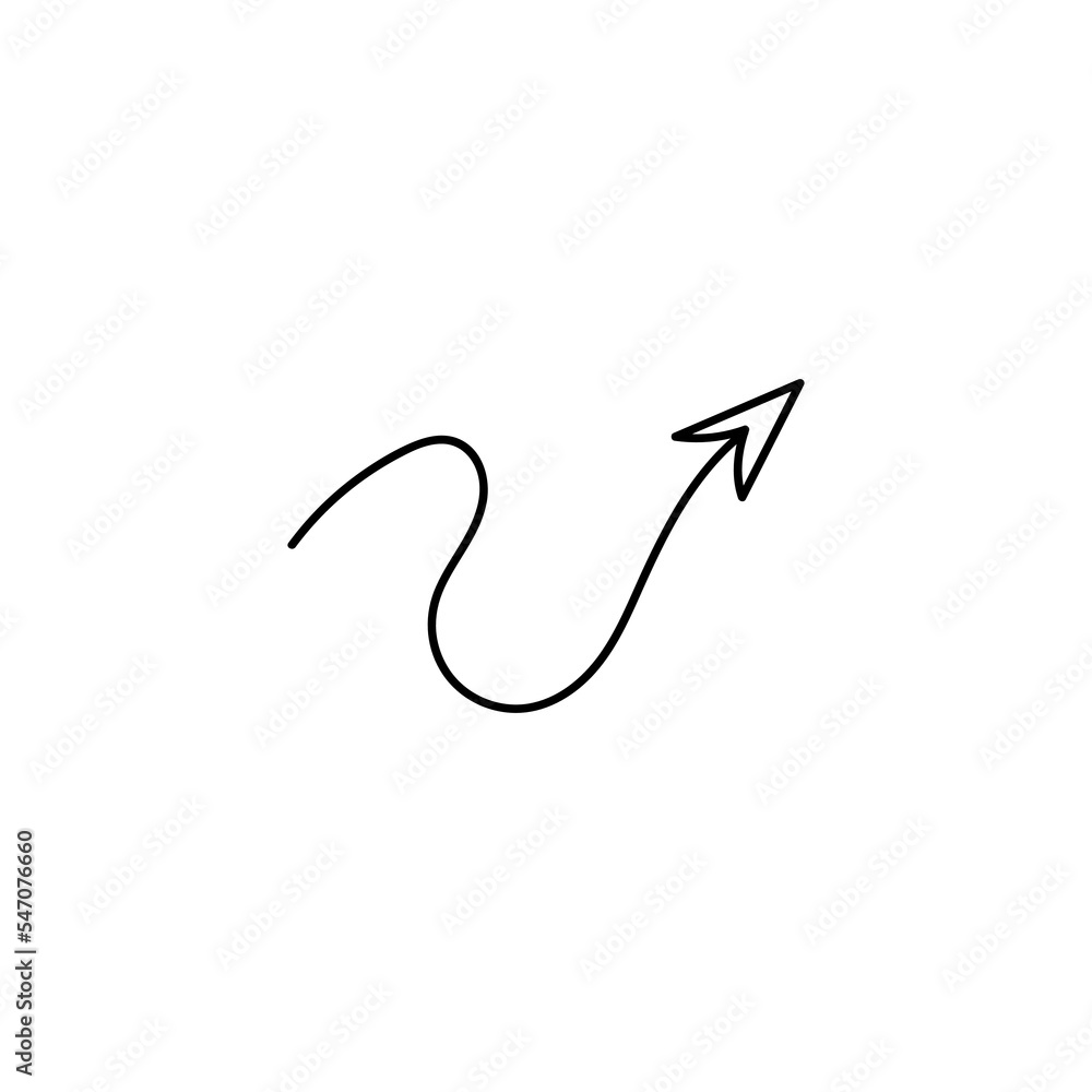 Wriggling arrow hand drawn icon