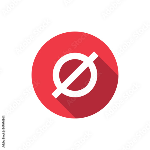 Null sign or empty set symbol, flat icon vector