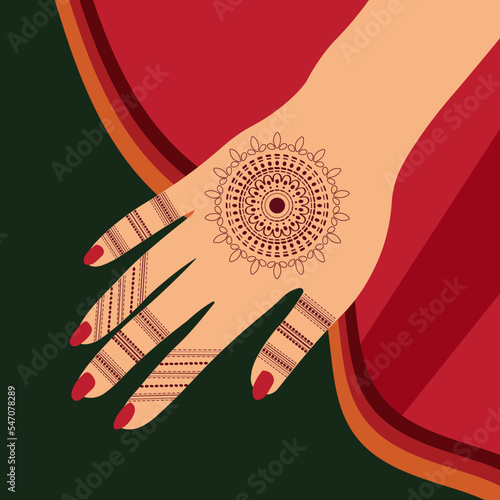 Floral Henna Mehndi Vector Hand Illustration Design, Henna Hands Vector, henna hands template banner background design