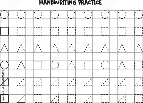 Tracing lines for kids. shapes. Writing practice.