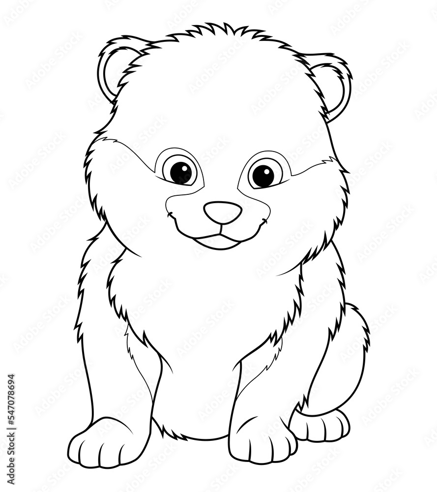 Little Pomeranian Dog Cartoon Animal Illustration BW Little Pomeranian Dog Cartoon Animal Illustration BW