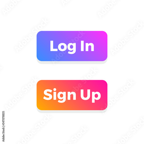 Log In and Sign Up Isolated Vector Web Buttons