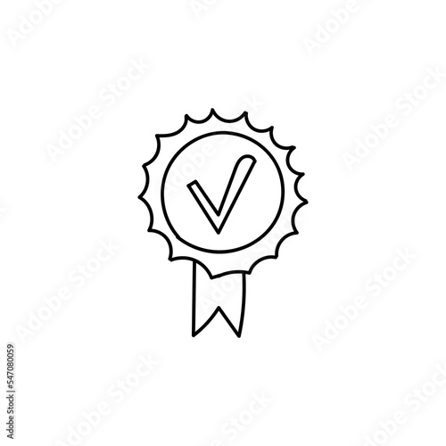 Seal medal with check mark hand drawn icon