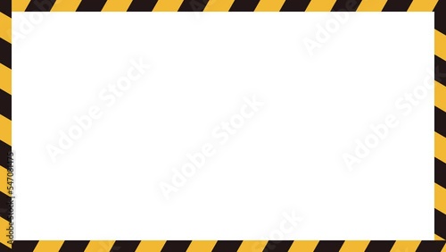 警告や注意喚起を示す黄色と黒のストライプであるトラテープの回転フレームアニメーション　白背景 photo