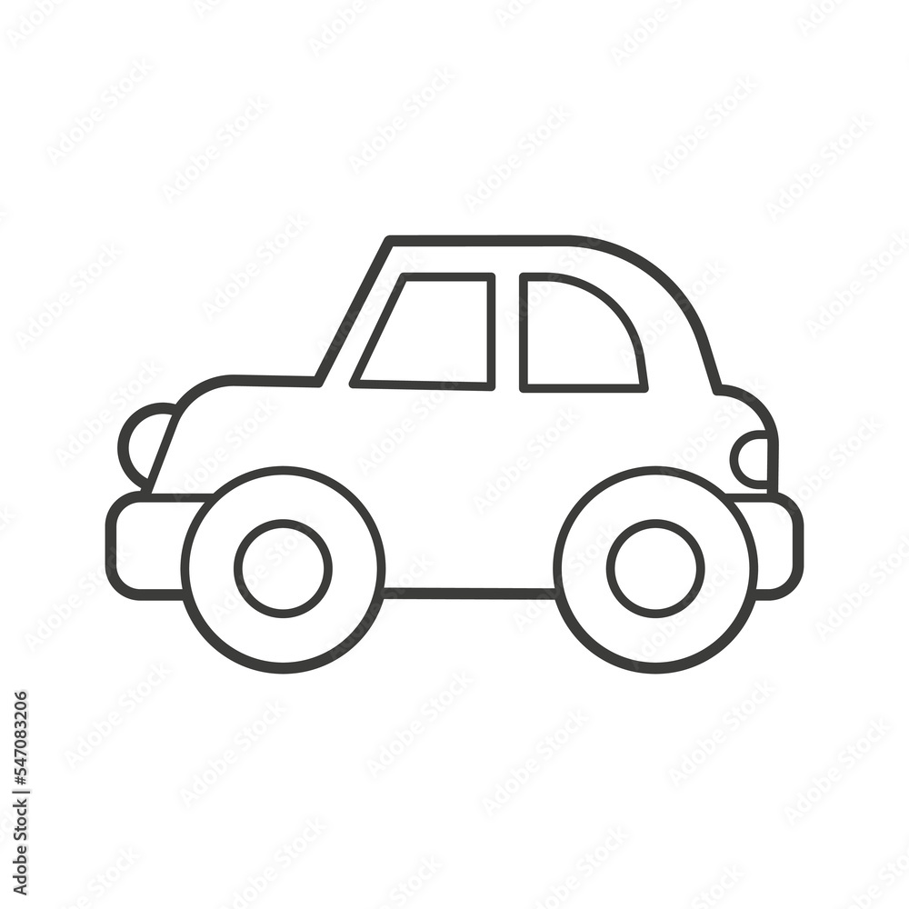 Vector Illustration of an car. Icon style with black outline. Logo design. Coloring book for children