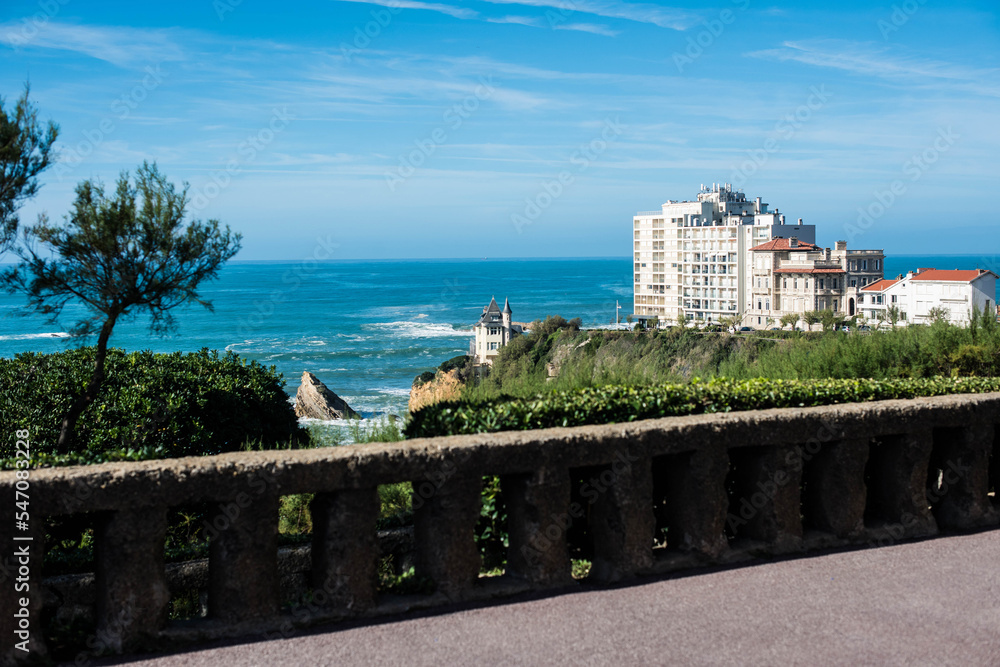 Landscape of the famous coastline of Biarritz in the Basque country