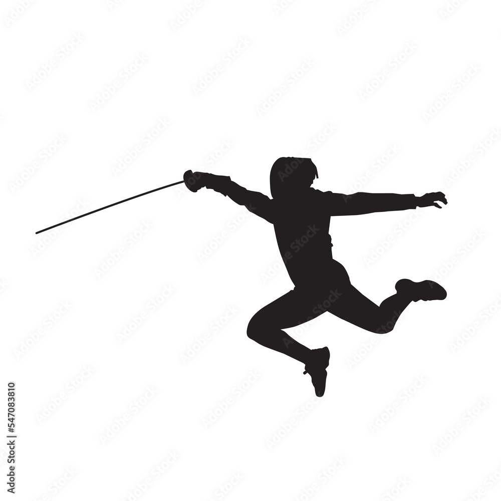 Fencing athlete isolated vector silhouette on white. Fencing athlete isolated vector silhouette on white.