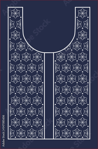 Neck square pattern for embroidery or fabric printing on Kurti, Kurtis or Kaftan neckline with modern geometric pattern