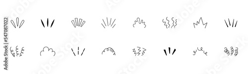 Anxiety symbols hand drawn icon set. Stress and dumbfounded line effects with amazement and vector fright