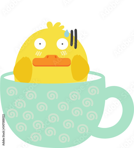 cute duckling in cup 
