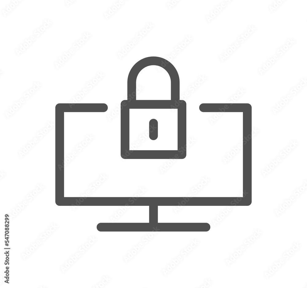Monitor icon outline and linear symbol.
Monitor icon outline and linear symbol.