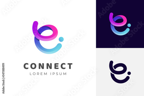 modern letter E abstract logo template, colorful, letter e logo for technology brand identity symbol mark design