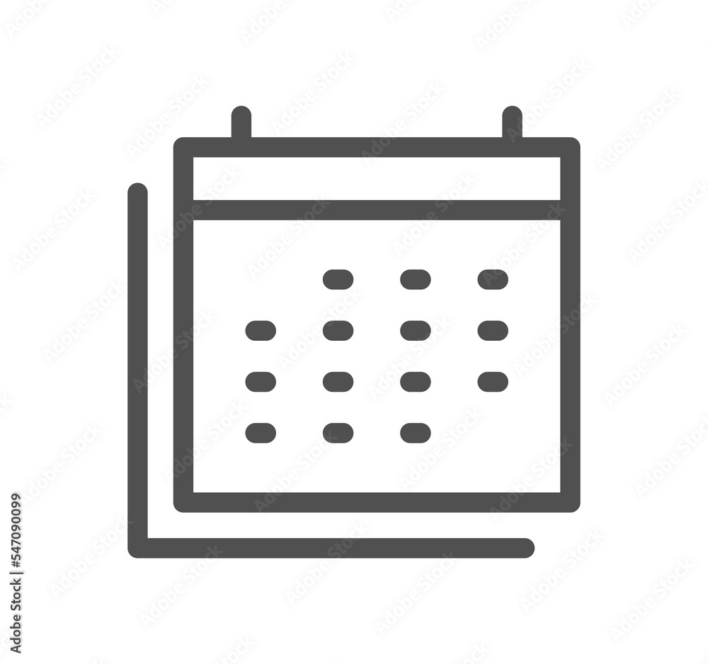 Calendar icon outline and linear symbol.
Calendar icon outline and linear symbol.