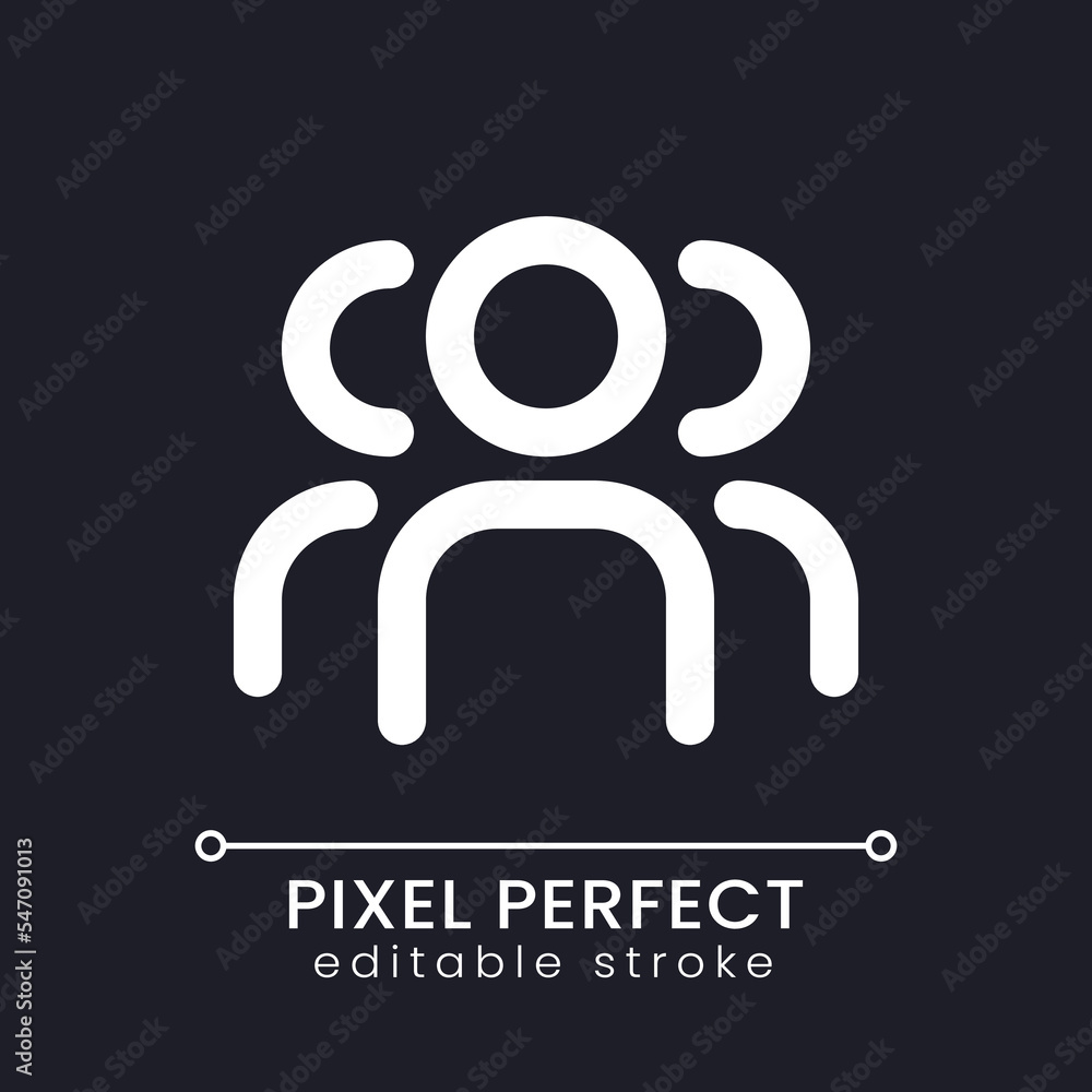 Online community pixel perfect white linear ui icon for dark theme ...