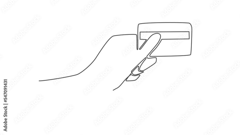 Continuous Thin Line Credit Card in Hand Drawing Animation, Minimalist Bank Card Sign, One Line Bankcard, Debit Card Animated Illustration Continuous Thin Line Credit Card in Hand Drawing Animation, Minimalist Bank Card Sign, One Line Bankcard, Debit Card Animated Illustration