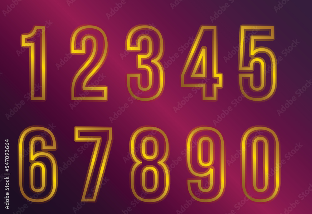 Neon Numbers font, Golden Numerals 