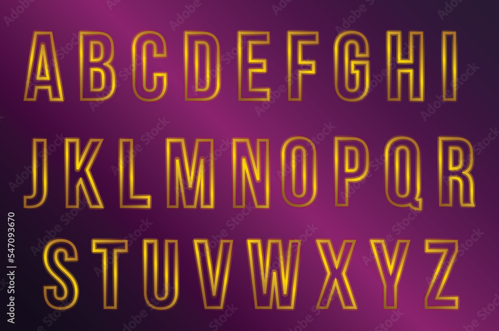 Neon Alphabet Letters font, Golden font, Gold, Christmas