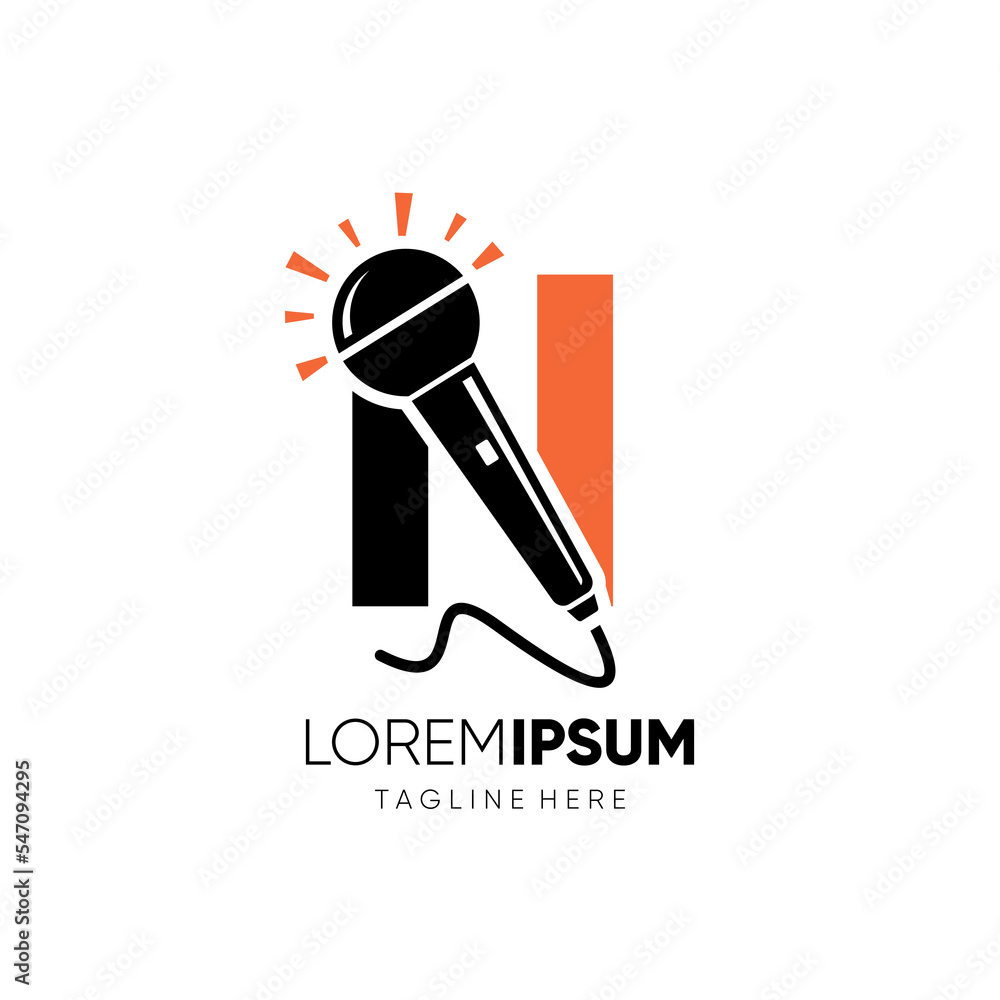 Letter N Microphone Logo Design Vector Icon Graphic Emblem Illustration Letter N Microphone Logo Design Vector Icon Graphic Emblem Illustration