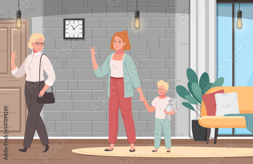 Babysitter Cartoon Illustration
