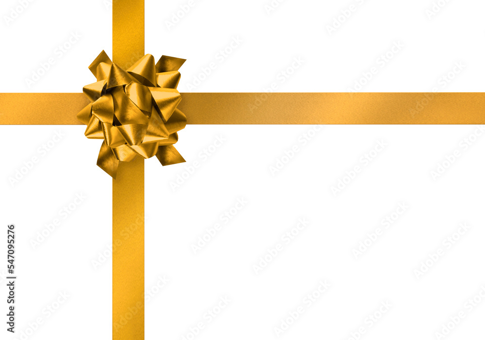 Golden gift wrap silky ribbons and bow isolated, use horizontal or vertical Golden gift wrap silky ribbons and bow isolated, use horizontal or vertical