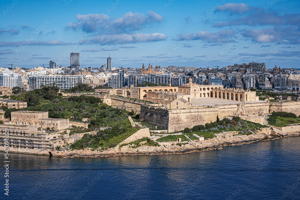 View of Fort Manoel and Sliema from Valletta, Malta