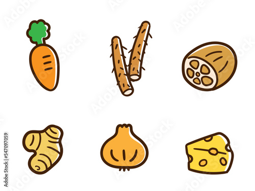 身体を温める陽性の食材デフォルメイラストセット