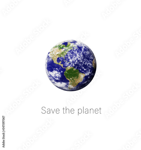 Earth. Save the planet. Climate change. Global warming concept. Earth isolated, white background.