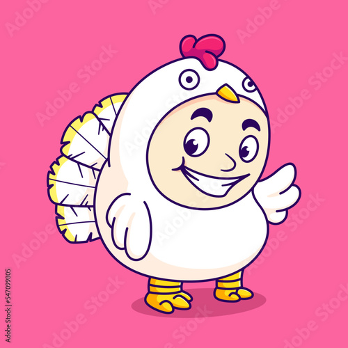 cute kid wearing chicken costume
