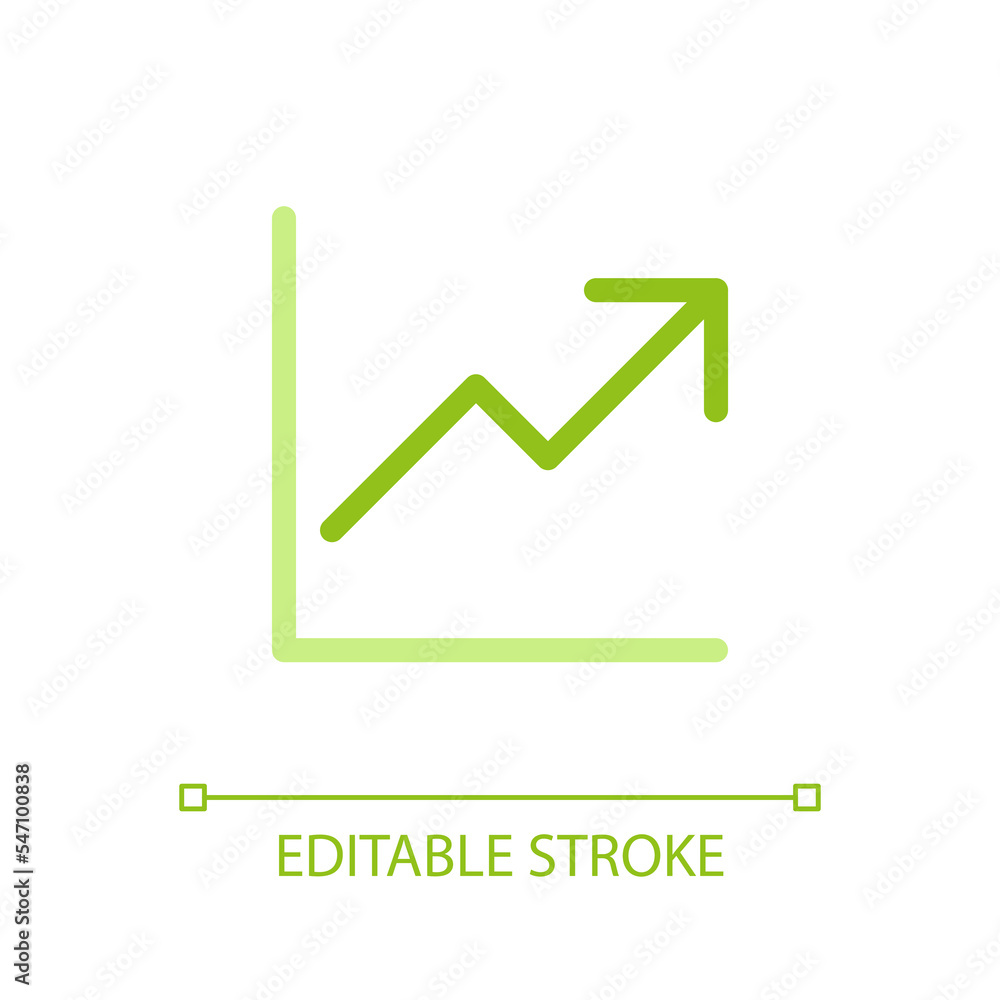 Growth pixel perfect color linear ui icon. Business analytics. Progress forecast. Improvement, development. GUI, UX design. Outline isolated user interface pictogram. Editable stroke. Arial font used Growth pixel perfect color linear ui icon. Business analytics. Progress forecast. Improvement, development. GUI, UX design. Outline isolated user interface pictogram. Editable stroke. Arial font used
