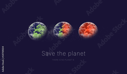 Climate change. Global warming concept. Earth. Save the planet. Isolated. 