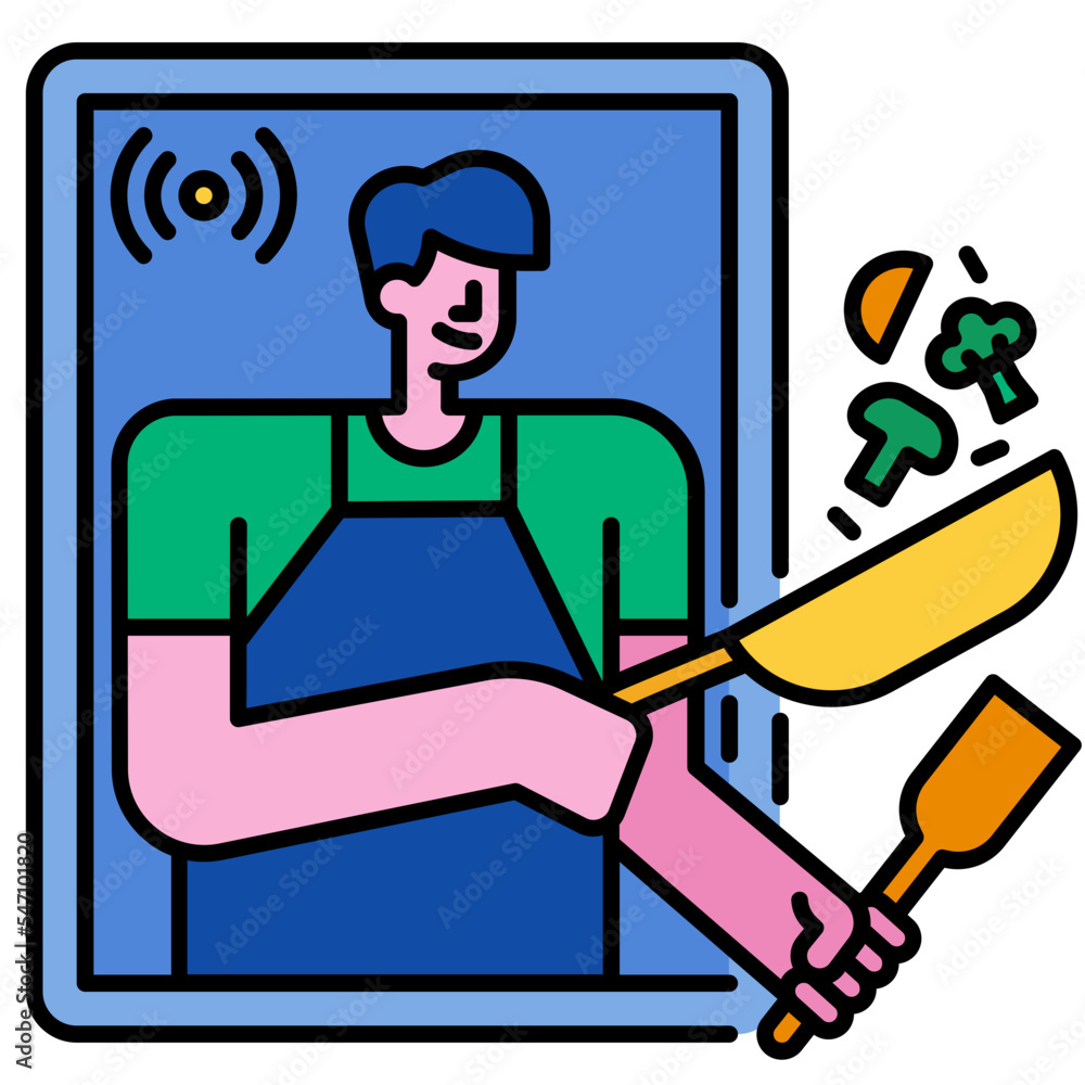 online cooking line icon
