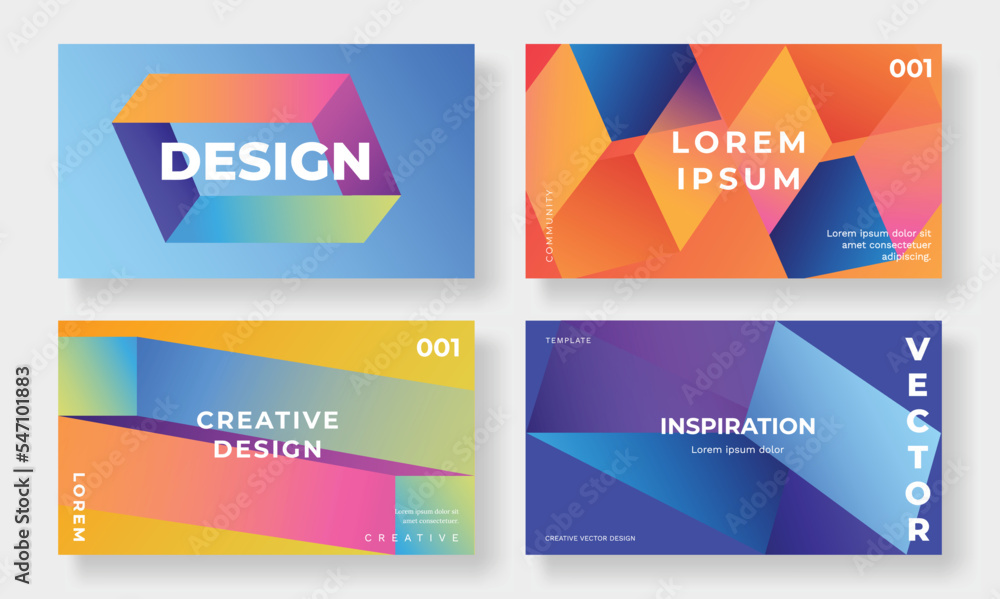 Set of colorful trendy background template design vector. Collection of creative gradient vibrant color of geometric shape background. Art design illustration for business card, cover, banner.