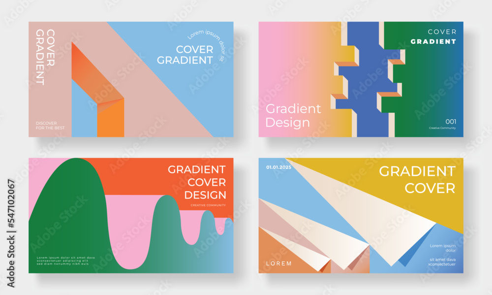 Set of colorful trendy background template design vector. Collection of ...