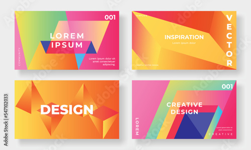 Set of colorful trendy background template design vector. Collection of creative gradient vibrant color of geometric shape background. Art design illustration for business card, cover, banner.
