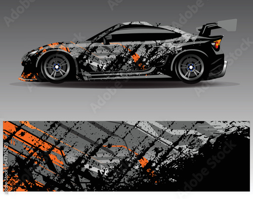 Car wrap design vector. Graphic abstract stripe racing background kit designs for wrap vehicle  race car  rally  adventure and livery