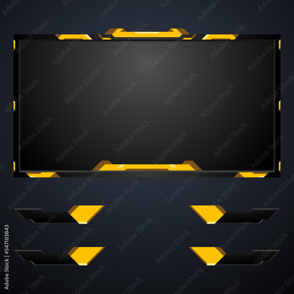 Abstract black and gold game overlay screen interface panel for live ...