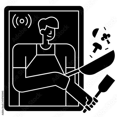 online cooking glyph icon