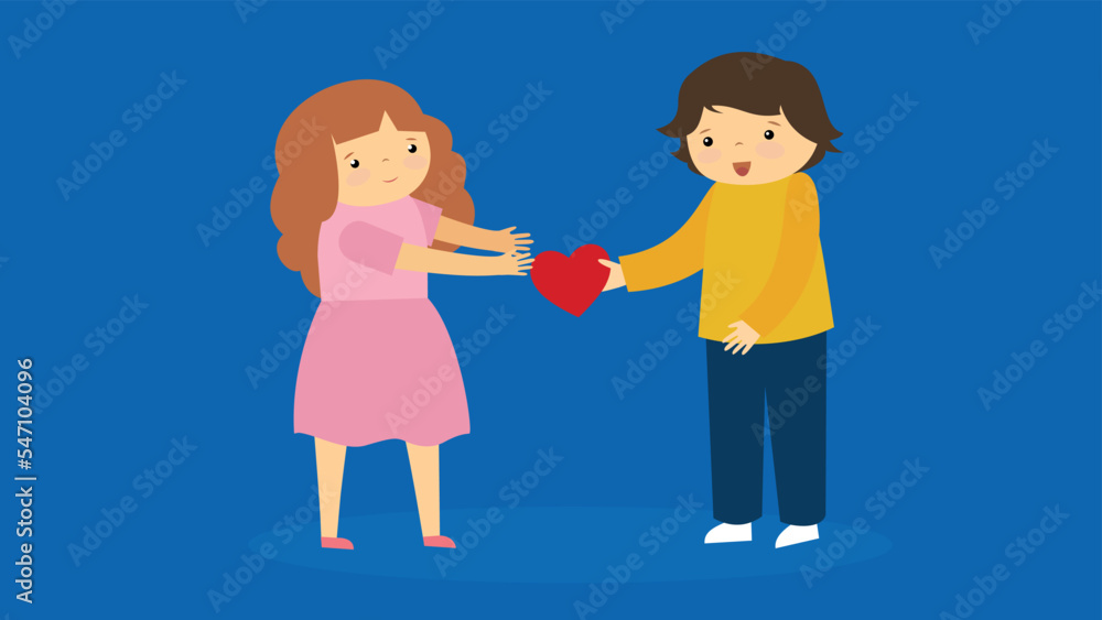 The boy gives the girl a heart The boy gives the girl a heart