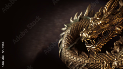 Illustration of copper dragon sculpture  one of the Chinese zodiac signs.