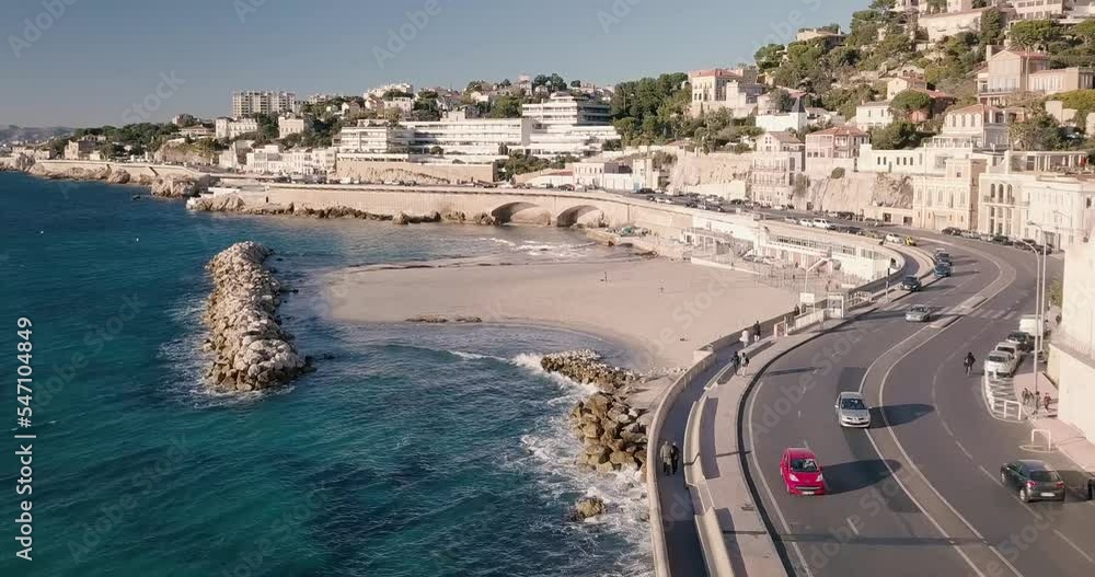 Marseille France, la Corniche Kennedy vue aérienne