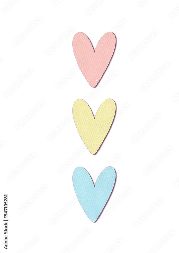 Boho contemporary art print with three pastel hearts. Nursery art Boho contemporary art print with three pastel hearts. Nursery art