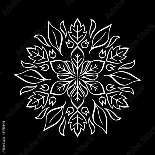 Doodle leaf mandala. Hand drawn clipart line. Sketch vector stock illustration. EPS 10