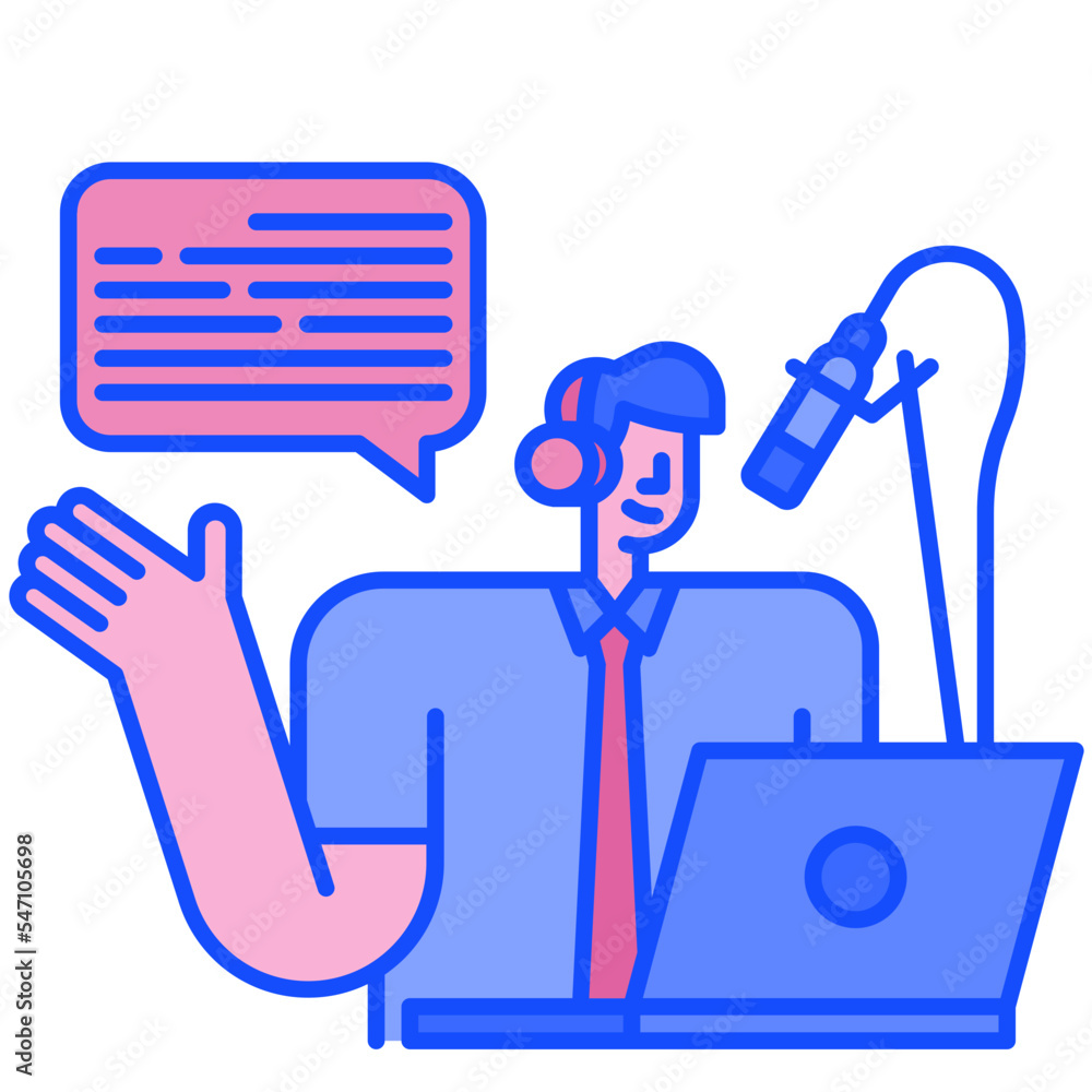 podcasting blue line icon