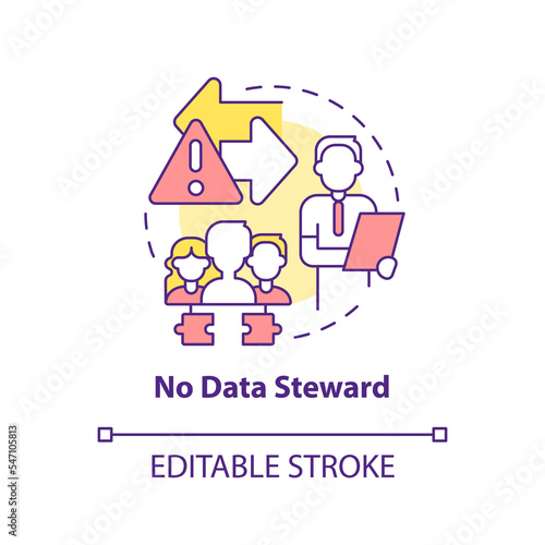 No data steward concept icon. Information administrator. Database responsibilities abstract idea thin line illustration. Isolated outline drawing. Editable stroke. Arial, Myriad Pro-Bold fonts used
