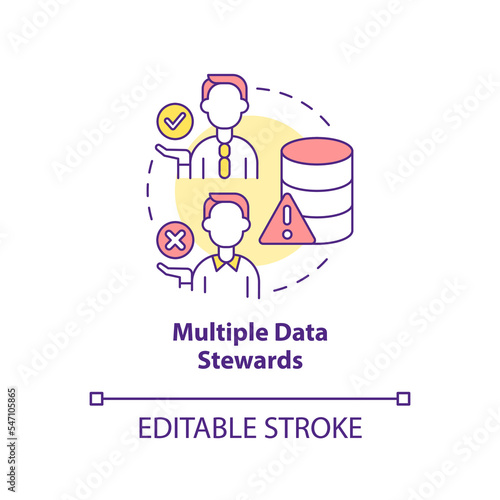 Multiple data stewards concept icon. Information management issue. Database control abstract idea thin line illustration. Isolated outline drawing. Editable stroke. Arial, Myriad Pro-Bold fonts used